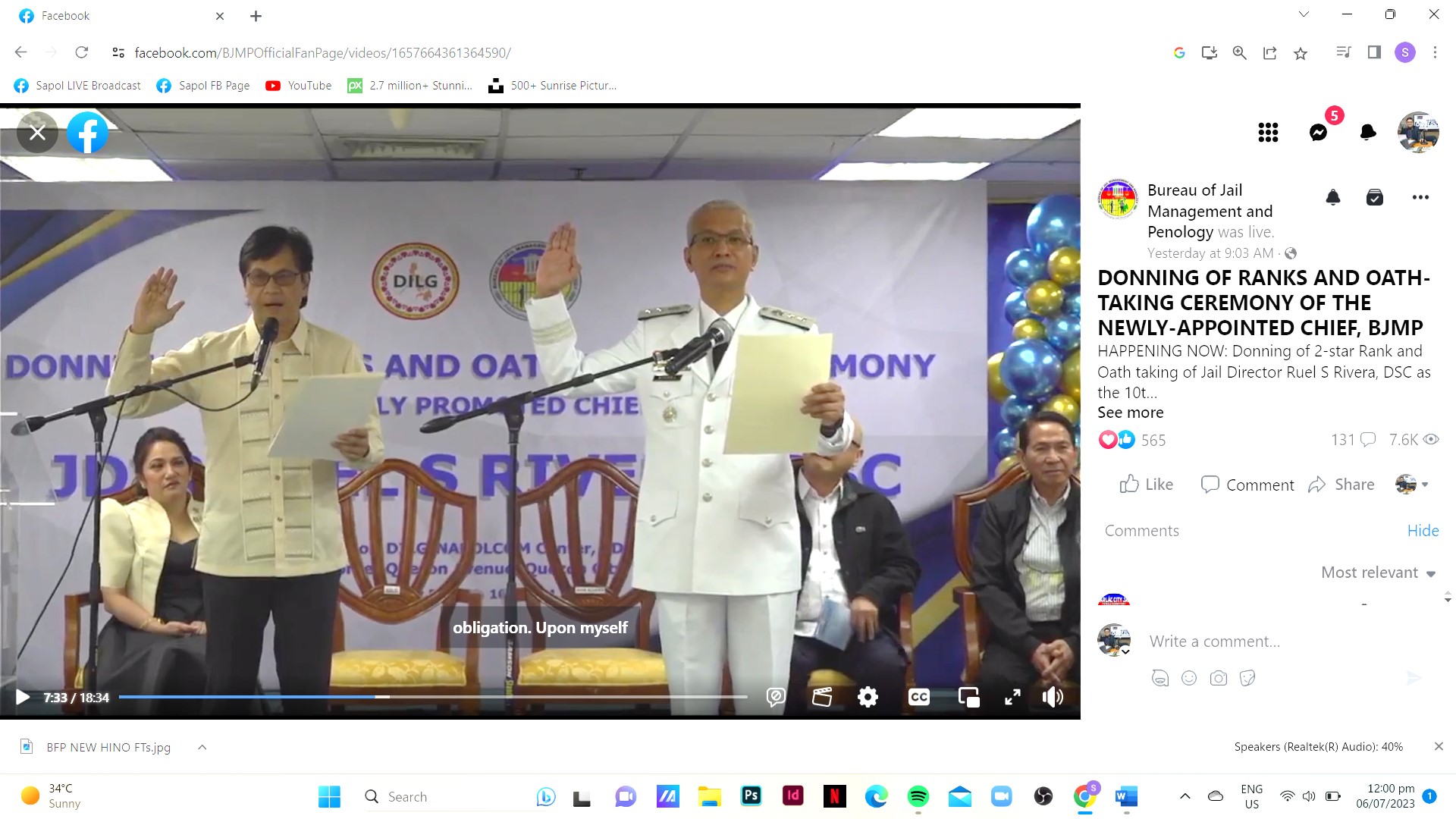 NEW CHIEF BJMP TOOK HIS OATH BEFORE SECRETARY ABALOS