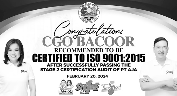 ACHIEVING EXCELLENCE: BACOOR CITY GOVERNMENT RECOMMENDED FOR ISO 9001-2015 CERTIFICATION